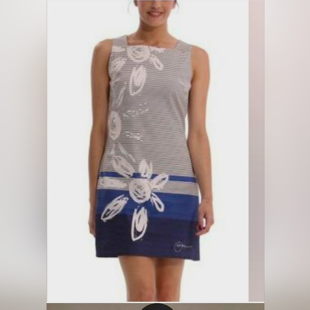 Desigual Womens 6 Nautical Striped Esther Dress Fitted Cotton Blend